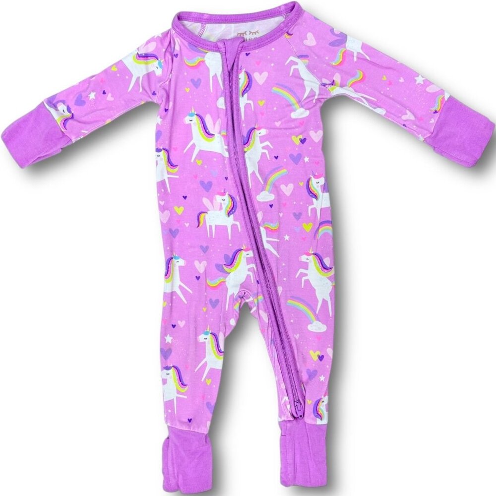 Little Sleepies Sienna's Unicorn Bamboo Baby Girl Zippy Zip Sleeper Newborn / NB